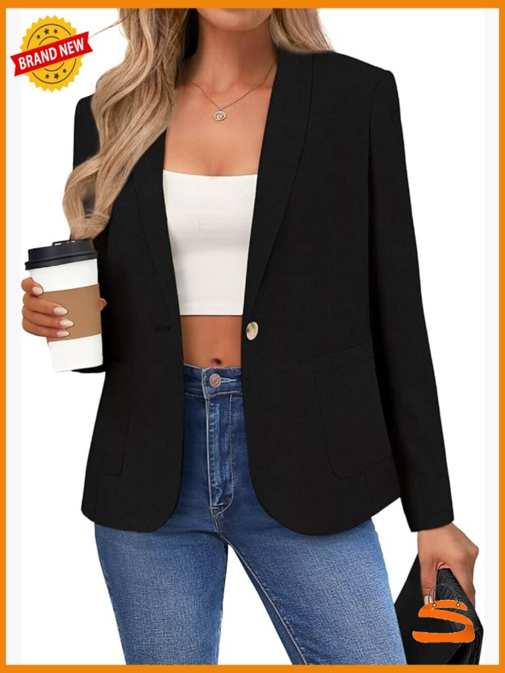 Women's Linen Blazer Long Sleeve Shawl Lapel Suit Jacket for Office